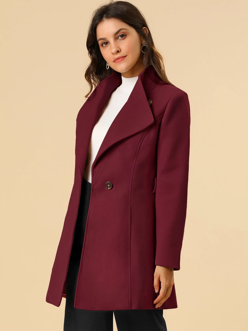Allegra K Women's Classic Stand Collar Long Sleeve Winter Belted Long Coat 33 Allegra K Women's Classic Stand Collar Long Sleeve Winter Belted Long Coat