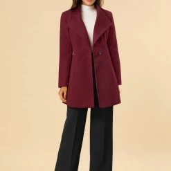 Allegra K Women's Classic Stand Collar Long Sleeve Winter Belted Long Coat 80 Allegra K Women's Classic Stand Collar Long Sleeve Winter Belted Long Coat