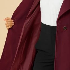 Allegra K Women's Classic Stand Collar Long Sleeve Winter Belted Long Coat 83 Allegra K Women's Classic Stand Collar Long Sleeve Winter Belted Long Coat