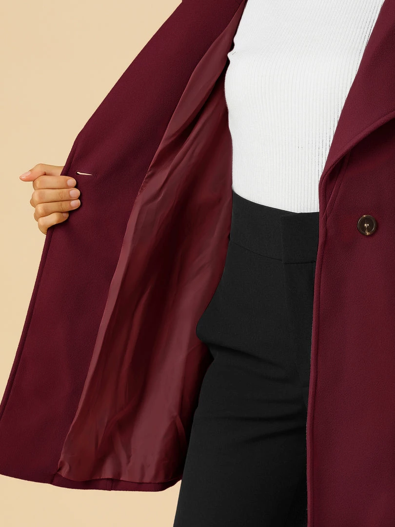 Allegra K Women's Classic Stand Collar Long Sleeve Winter Belted Long Coat 37 Allegra K Women's Classic Stand Collar Long Sleeve Winter Belted Long Coat