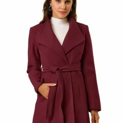 Allegra K Women's Classic Stand Collar Long Sleeve Winter Belted Long Coat 78 Allegra K Women's Classic Stand Collar Long Sleeve Winter Belted Long Coat