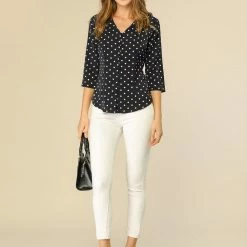 Allegra K Women's Polka Dots 3/4 Sleeve Casual Button Front Blouse Top 59 Allegra K Women's Polka Dots 3/4 Sleeve Casual Button Front Blouse Top