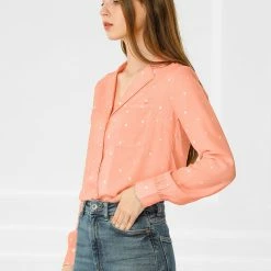 Allegra K Women's Heart Polka Dots Button Up Notched Lapel V Neck Shirt Tops 107 Allegra K Women's Heart Polka Dots Button Up Notched Lapel V Neck Shirt Tops