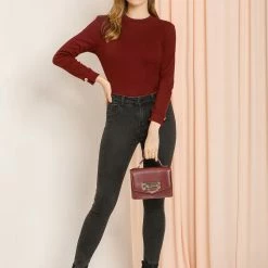 Allegra K Women's Crewneck Split Sleeve Solid Blouse Knit Cotton Casual T-Shirt