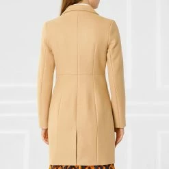 Women Allegra K Double Breasted Notched Lapel Winter Long Coat