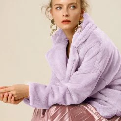 Allegra K Faux Fur Cropped Teddy Jacket Women 95 Allegra K Faux Fur Cropped Teddy Jacket Women