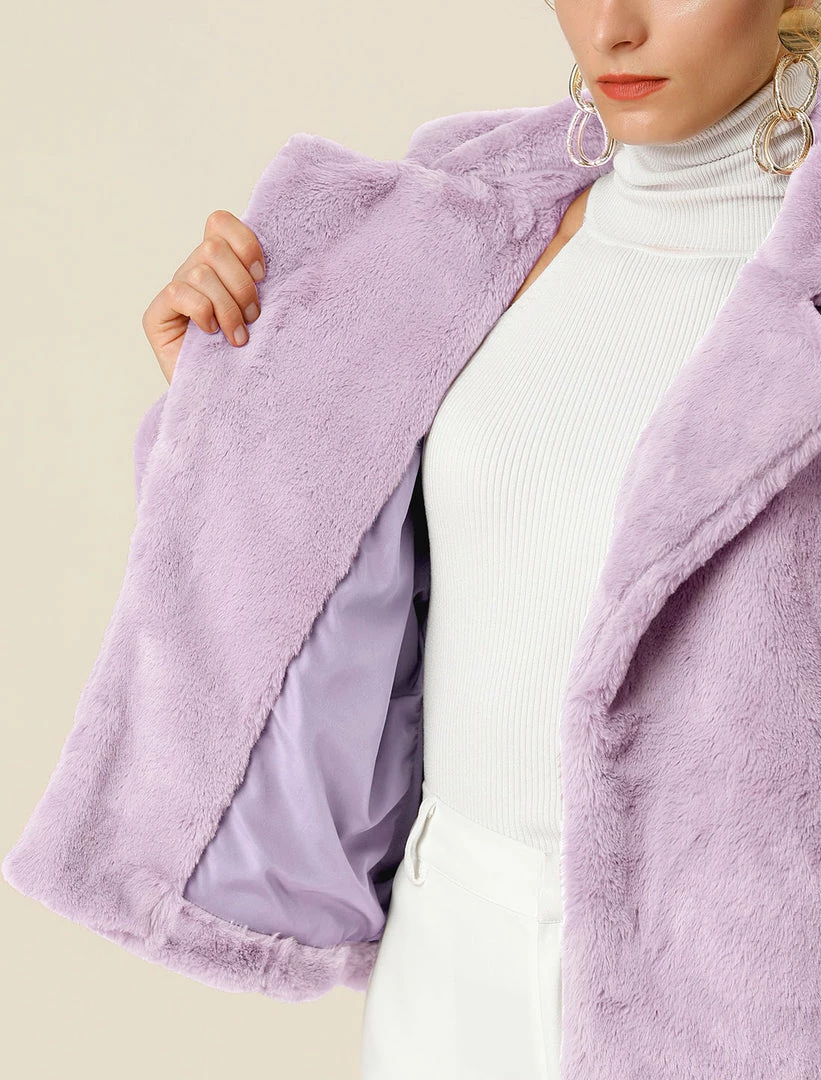 Allegra K Faux Fur Cropped Teddy Jacket Women 39 Allegra K Faux Fur Cropped Teddy Jacket Women