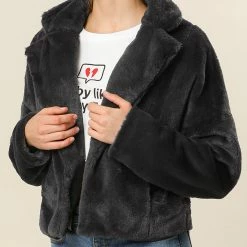 Allegra K Faux Fur Cropped Teddy Jacket Women 89 Allegra K Faux Fur Cropped Teddy Jacket Women