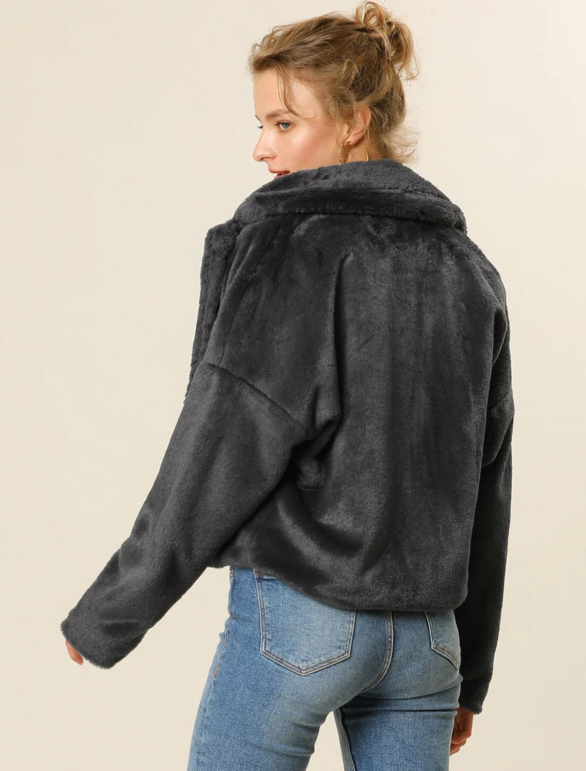 Allegra K Faux Fur Cropped Teddy Jacket Women 32 Allegra K Faux Fur Cropped Teddy Jacket Women