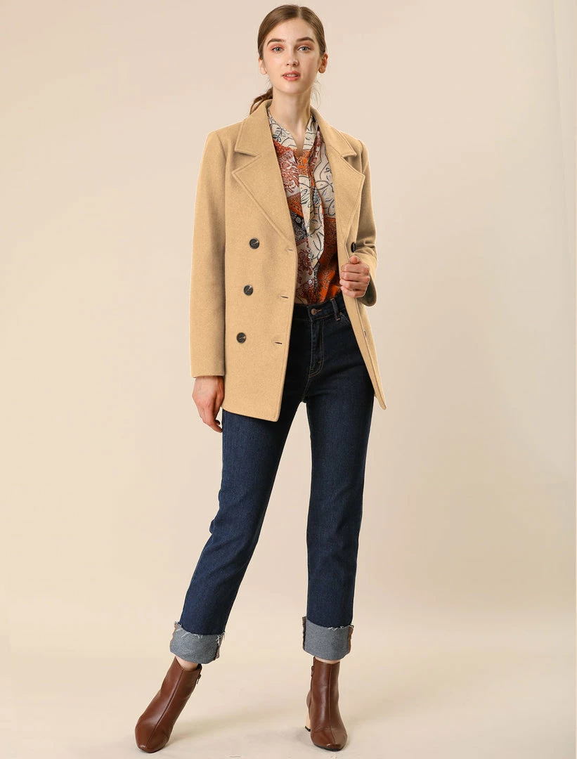 Allegra K Classic Double Breast Peacoat 20 Allegra K Classic Double Breast Peacoat