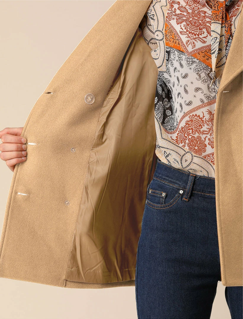 Allegra K Classic Double Breast Peacoat 23 Allegra K Classic Double Breast Peacoat