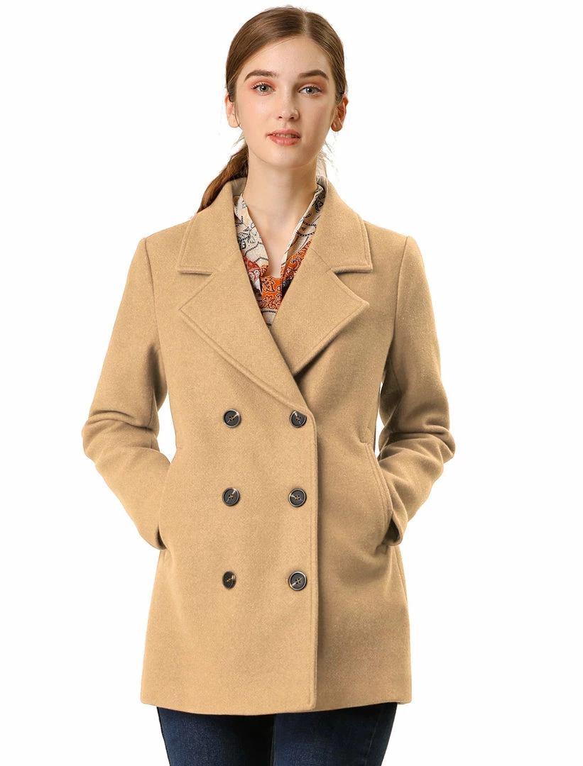 Allegra K Classic Double Breast Peacoat 18 Allegra K Classic Double Breast Peacoat
