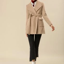 Allegra K Shawl Collar Overcoat With Pockets