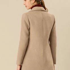 Allegra K Shawl Collar Overcoat With Pockets
