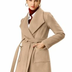 Allegra K Shawl Collar Overcoat With Pockets