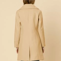 Allegra K Wide Lapel Single Breasted Coat Women