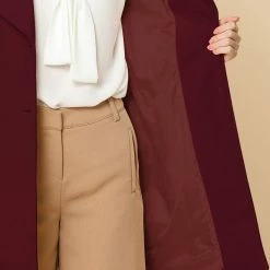 Allegra K Wide Lapel Single Breasted Coat Women