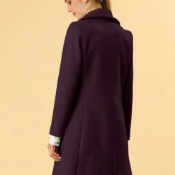 Allegra K Women's Casual Cute Turn Down Collar Slim Single Breasted Belted Coat