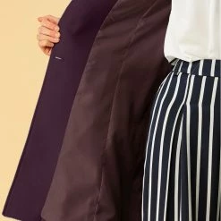 Allegra K Women's Casual Cute Turn Down Collar Slim Single Breasted Belted Coat