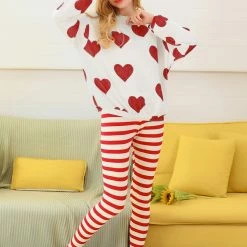 Allegra K Women's Heart Prints Casual Sweatshirt Crew Neck Long Sleeve Loose Top