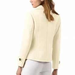 Allegra K Women's Notched Lapel Double Breasted Pea Coat