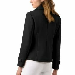 Allegra K Women's Notched Lapel Double Breasted Pea Coat