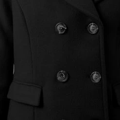 Allegra K Women's Notched Lapel Double Breasted Pea Coat