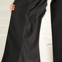 Allegra K Wool-Blend Shawl Collar Double Breasted Overcoat With Flap Pockets