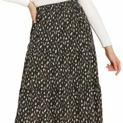 Allegra K Women's Midi Skirts Elastic Waist Floral Tiered Skirt 37 Allegra K Women's Midi Skirts Elastic Waist Floral Tiered Skirt