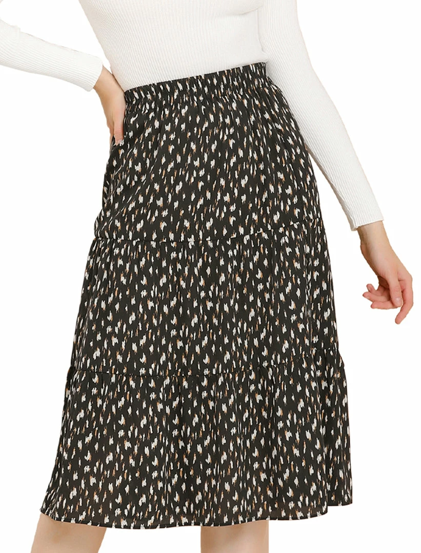 Allegra K Women's Midi Skirts Elastic Waist Floral Tiered Skirt 17 Allegra K Women's Midi Skirts Elastic Waist Floral Tiered Skirt