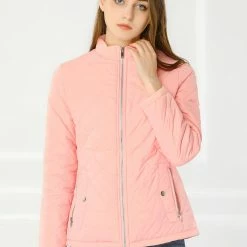 Women Allegra K Skyliner Model Down Jacket With Stand Collar