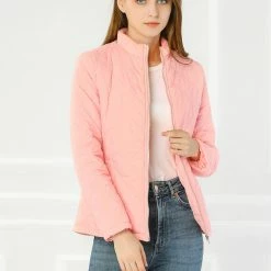 Women Allegra K Skyliner Model Down Jacket With Stand Collar