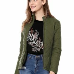 Women Allegra K Skyliner Model Down Jacket With Stand Collar