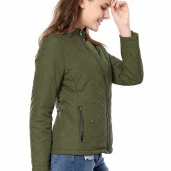Women Allegra K Skyliner Model Down Jacket With Stand Collar