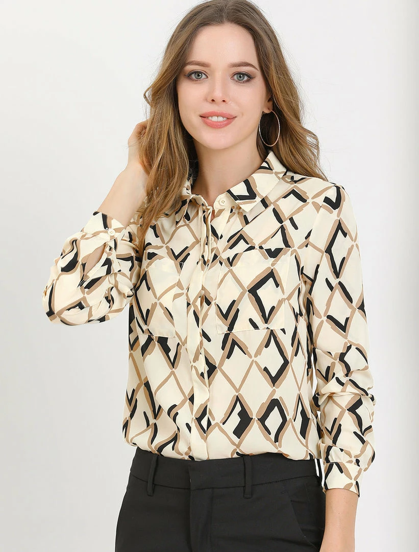 Allegra K Button Down Floral Print Long Sleeves Shirt 5 Allegra K Button Down Floral Print Long Sleeves Shirt