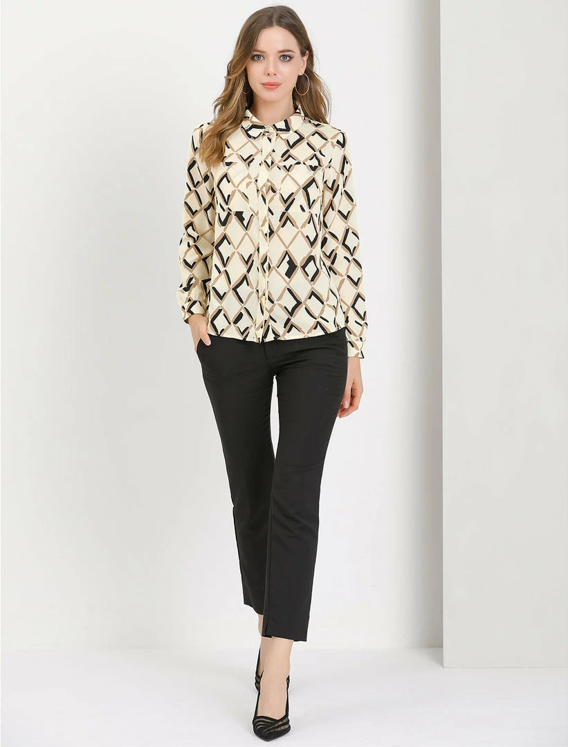 Allegra K Button Down Floral Print Long Sleeves Shirt 6 Allegra K Button Down Floral Print Long Sleeves Shirt