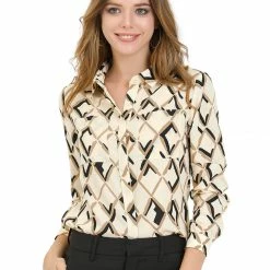 Allegra K Button Down Floral Print Long Sleeves Shirt