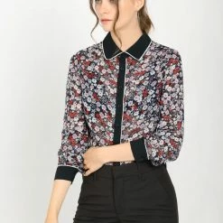 Allegra K Women's Floral Printed Button Up Contrast Color Long Sleeve Work Office Shirt Top 30 Allegra K Women's Floral Printed Button Up Contrast Color Long Sleeve Work Office Shirt Top