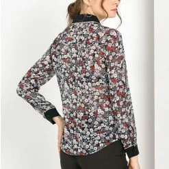 Allegra K Women's Floral Printed Button Up Contrast Color Long Sleeve Work Office Shirt Top 32 Allegra K Women's Floral Printed Button Up Contrast Color Long Sleeve Work Office Shirt Top