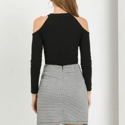 Allegra K Women's Houndstooth Tie Waist Straight Work Wrap Mini Skirt 15 Allegra K Women's Houndstooth Tie Waist Straight Work Wrap Mini Skirt