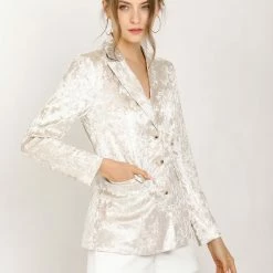 Allegra K Women's Notched Lapel Collar Textured Shiny Single Breasted Work Blazer 13 Allegra K Women's Notched Lapel Collar Textured Shiny Single Breasted Work Blazer