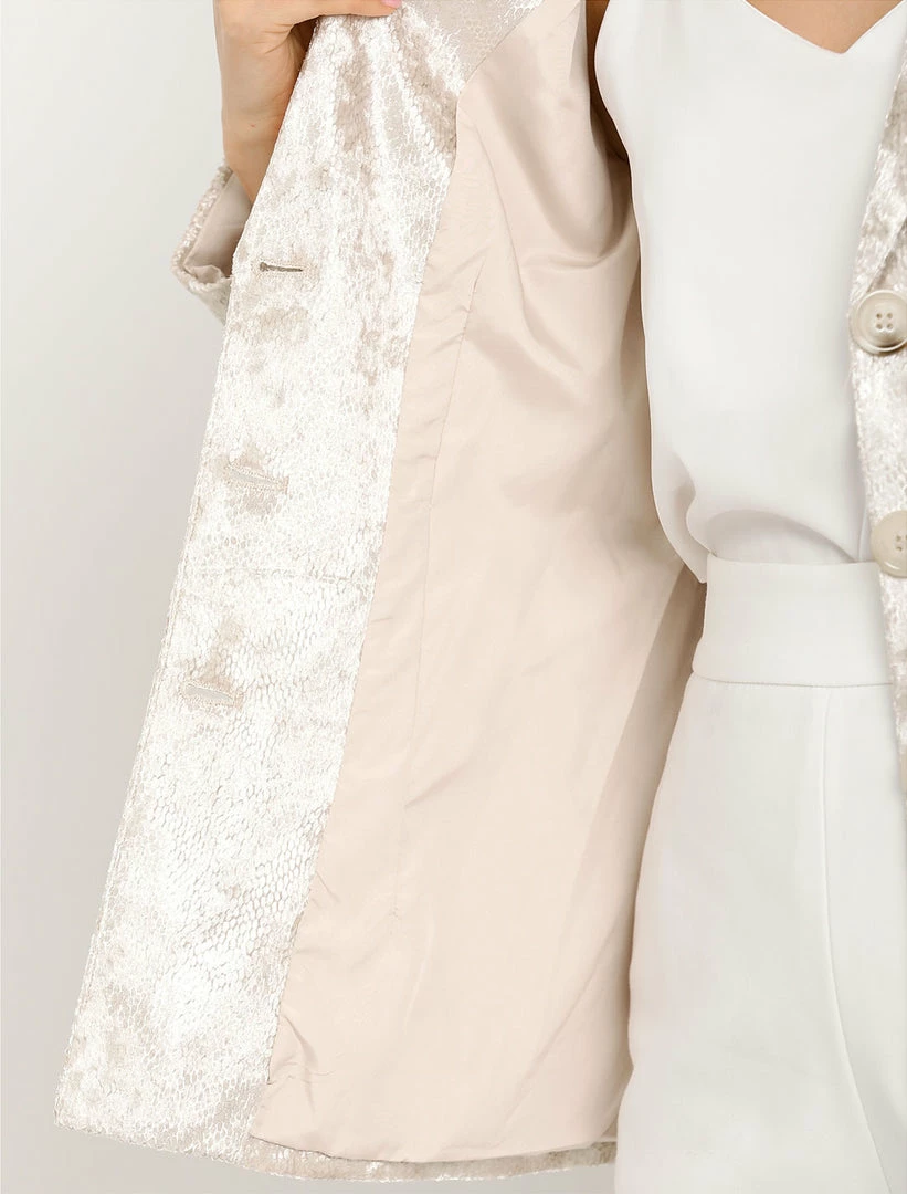 Allegra K Women's Notched Lapel Collar Textured Shiny Single Breasted Work Blazer 9 Allegra K Women's Notched Lapel Collar Textured Shiny Single Breasted Work Blazer