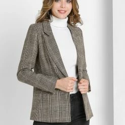 Allegra K Notched Lapel Plaid Boyfriend Blazer Jacket 65 Allegra K Notched Lapel Plaid Boyfriend Blazer Jacket