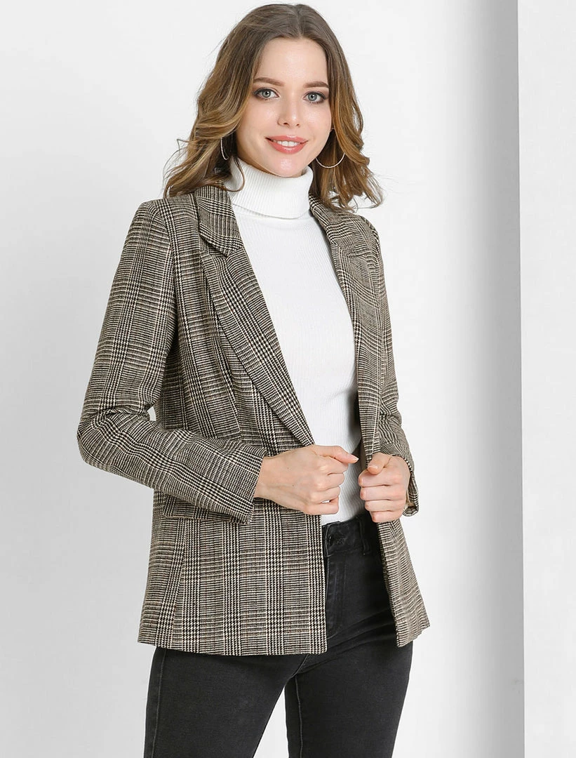 Allegra K Notched Lapel Plaid Boyfriend Blazer Jacket 18 Allegra K Notched Lapel Plaid Boyfriend Blazer Jacket