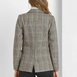 Allegra K Notched Lapel Plaid Boyfriend Blazer Jacket 66 Allegra K Notched Lapel Plaid Boyfriend Blazer Jacket