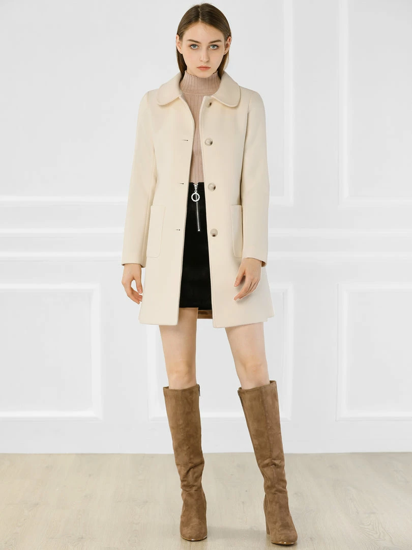 Allegra K Rounded Collar Single Breasted Coat With Front Pockets 11 Allegra K Rounded Collar Single Breasted Coat With Front Pockets