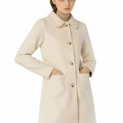 Allegra K Rounded Collar Single Breasted Coat With Front Pockets 36 Allegra K Rounded Collar Single Breasted Coat With Front Pockets