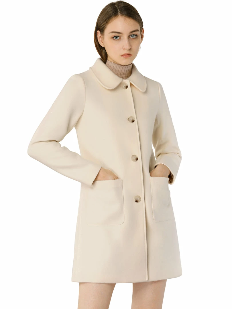 Allegra K Rounded Collar Single Breasted Coat With Front Pockets 12 Allegra K Rounded Collar Single Breasted Coat With Front Pockets