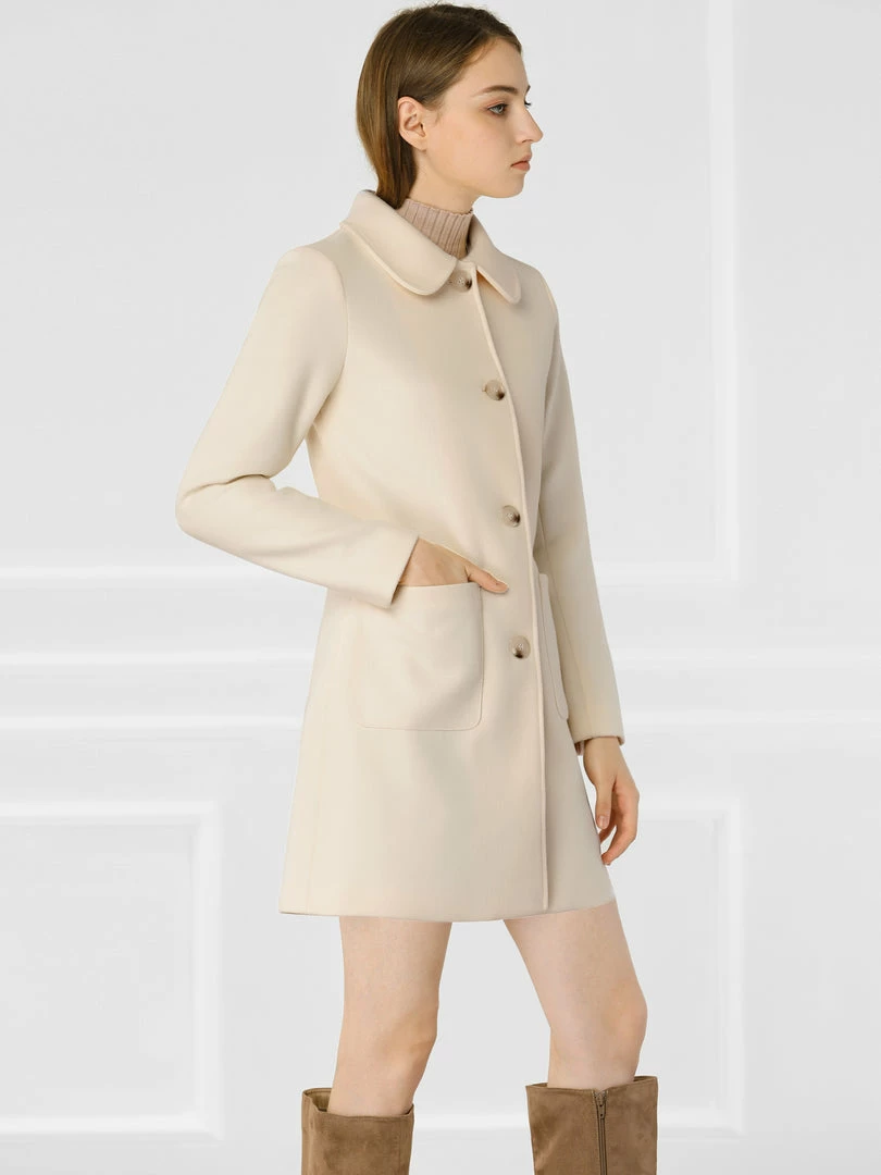 Allegra K Rounded Collar Single Breasted Coat With Front Pockets 13 Allegra K Rounded Collar Single Breasted Coat With Front Pockets
