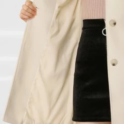 Allegra K Rounded Collar Single Breasted Coat With Front Pockets 39 Allegra K Rounded Collar Single Breasted Coat With Front Pockets